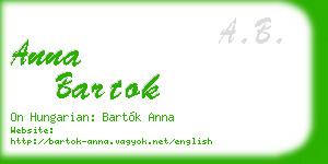 anna bartok business card